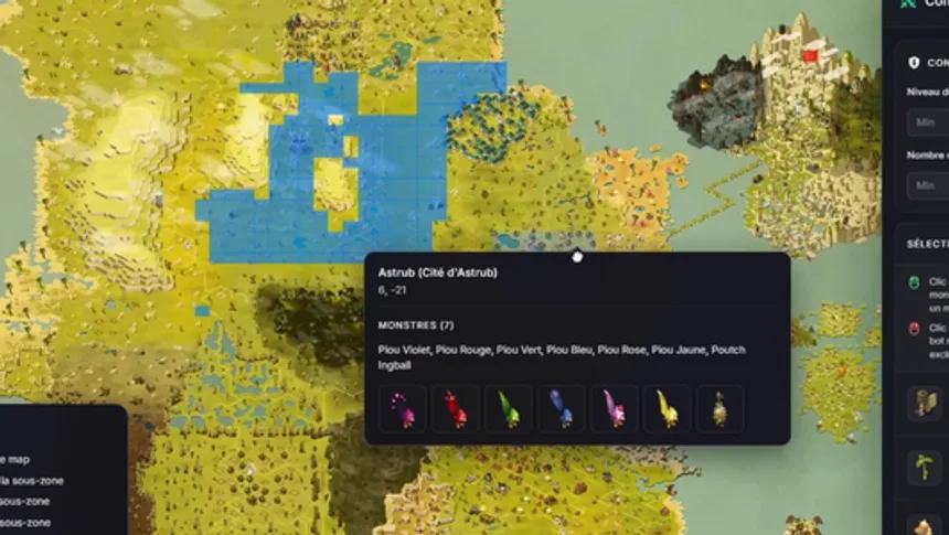 Une session de récolte automatisée en cours dans Dofus